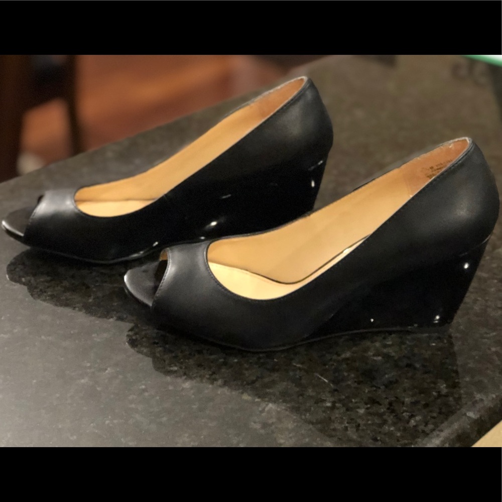 Black wedge heels with open toe